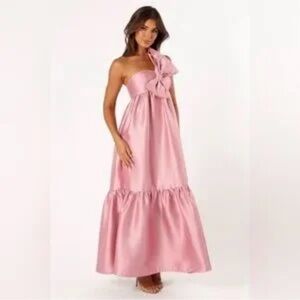 Petal & Pup Pink One Shoulder Pink Bow Dress - M